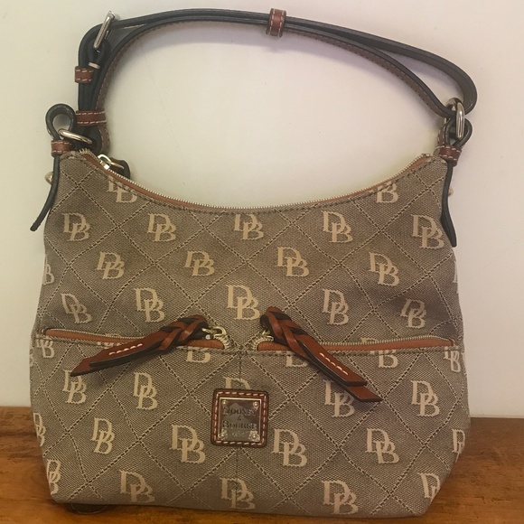 Dooney and Bourke adjustable strap Brown and Cream Bag - Picture 1 of 6